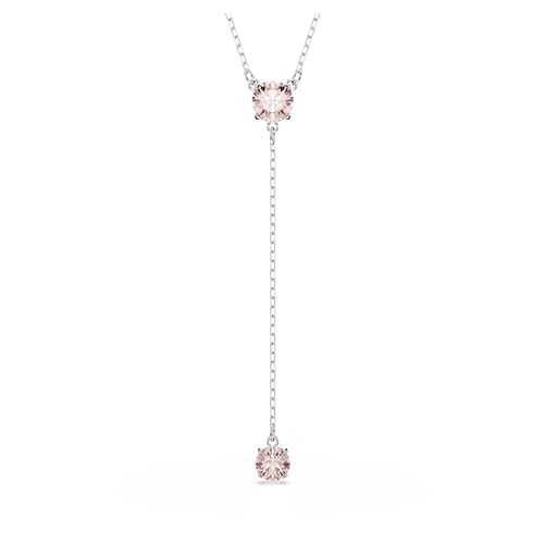 Swarovski Attract Y-Halskette, Rosane, Rhodinierte Kette mit Anhänger und Strahlenden Swarovski Kristallen im Rundschliff