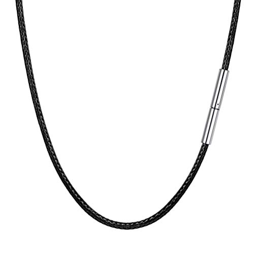 PROSTEEL Damen Herren Halskette/Armband 2mm schwarz Kunstleder geflochten Lederkette Jungen Mädchen Lederband 41cm/16 Kette Accessoire für Anhänger mit Edelstahl Verschluss