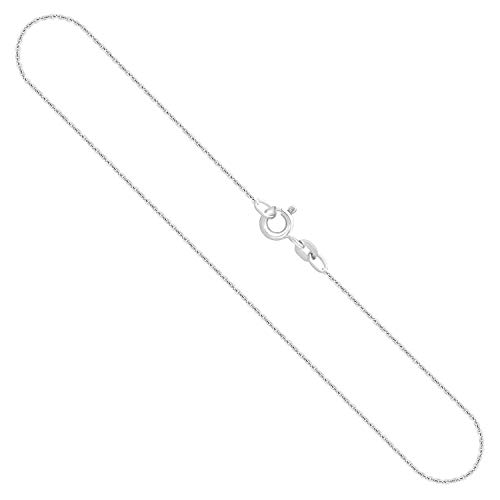 EDELIND Goldkette, Ankerkette rund Weißgold 585/14 K, Länge 38 cm, Breite 1.1 mm, Gewicht ca. 1.7 g., NEU