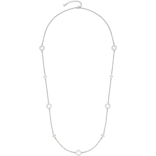 Leonardo Jewels Halskette Norma, Kette aus Edelstahl, Kleeblatt-Elemente besetzt mit Zirkonia-Steinchen, 80-85 cm Länge, Schmuck Geschenk, 023525