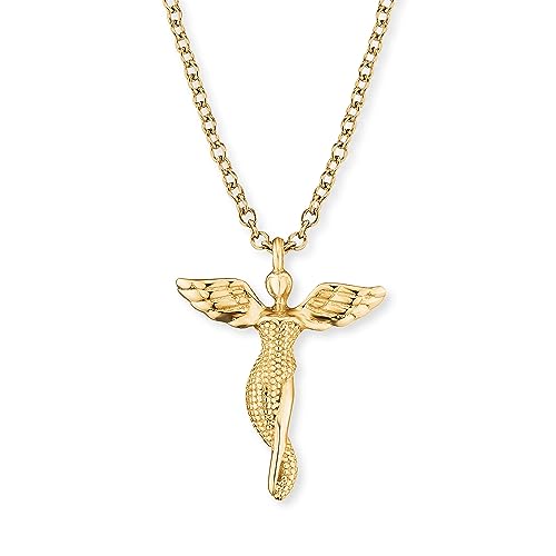 Engelsrufer Damen Halskette Sterling Silber mit Engel Anhänger, Goldbeschichtung, Karabinerverschluss, Verstellbare Länge, Nickelfrei, Allergiker geeignet