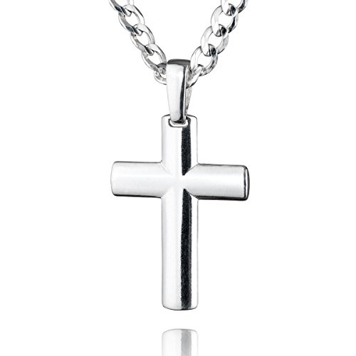 Sterll Herren Hals-Silberkette Echt Silber Kreuz-Anhänger aus Sterlingsilber 925 60cm Nachhaltige Verpackung Geschenk für Mann
