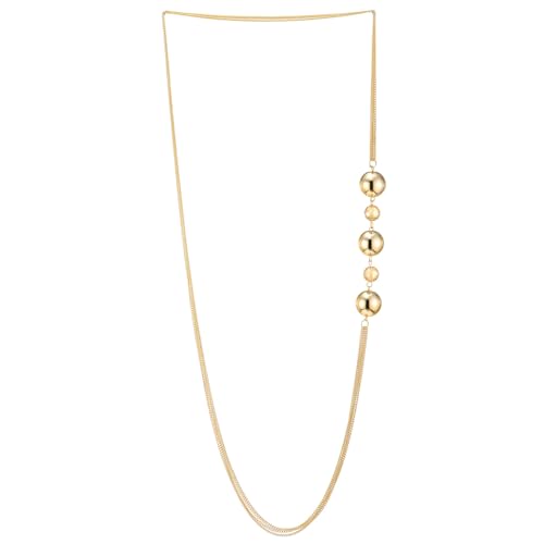 COOLSTEELANDBEYOND Moderner Lange Gold Kette Halskette mit Gold Wulst Champagner Kristall, Statement Halskette Multi-strang