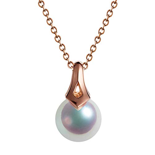 Beydodo Rotgold Halskette mit Anhänger 8MM Akoya Perle Damen Hochzeit Kette 750 Rosegold