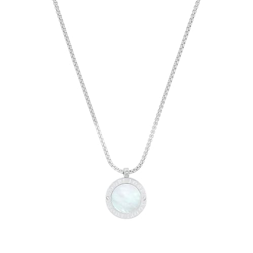 JOOP! Kette mit Anhänger Edelstahl Perlmutt Damen Halsschmuck, mit Zirkonia synth., 45+5 cm, Weiß, Kommt in Schmuck Geschenk Box, 2039775