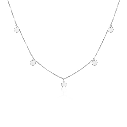 Mary & Jules Halskette Damen 925 Sterling Silber, aus recyceltem Silber, Kette mit Plättchen, Choker Kette Damen Silber, Coin Kette Silber für Frauen Mädchen, Silberkette Damen