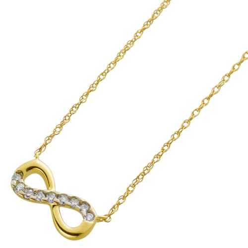 Ch.Abramowicz Infinity Kette Anhänger Gelbgold 585 14 Karat Brillanten 0.10ct 45
