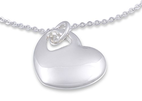 Juwelier Schönschmied- Elegante Silberkette Halskette mit Herzanhänger mit Gravur - plattiertes Silber mit Kette Plattiertes Silber KA3