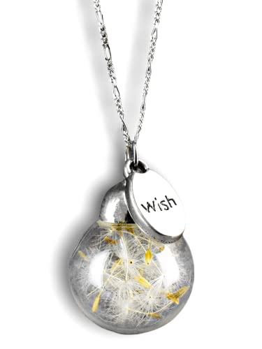 MadamLili Silber Kette mit Pusteblumen Wish Anhänger - 925 Sterling - Naturschmuck - Geschenk Set