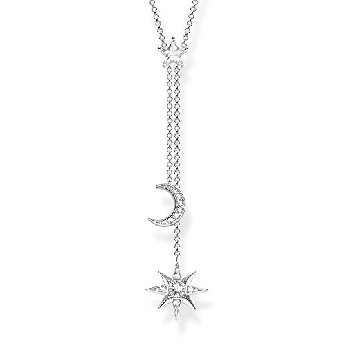 THOMAS SABO Damen Kette Stern und Mond Silber 925 Sterlingsilber KE1900-051-14