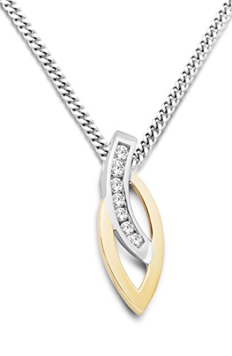 Miore Damen-Anhänger 9 Karat Gelbgold/Silber Zirkonia, 45cm 925 Silber Kette MH9049SN