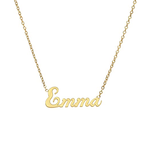 ANDANTE Premium Collection - Namenskette Emma 14K Gold Edelstahl Halskette Personalisierte Kette mit Namen - längenverstellbar 43 cm - 48 cm