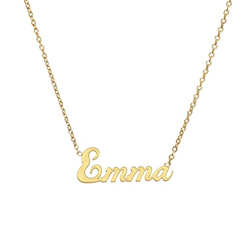 ANDANTE Premium Collection - Namenskette Emma 14K Gold Edelstahl Halskette Personalisierte Kette mit Namen - längenverstellbar 43 cm - 48 cm
