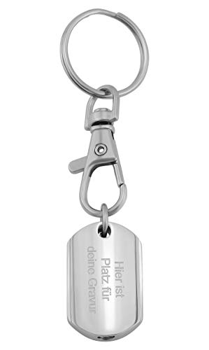 Hanessa Schlüsselanhänger personalisiert Dog-Tag Erkennungsmarke | Schlüsselanhänger mit Gravur Edelstahl silber | Personalisierte Geschenke für Mama Papa | Schlüssel Anhänger Text Name Datum