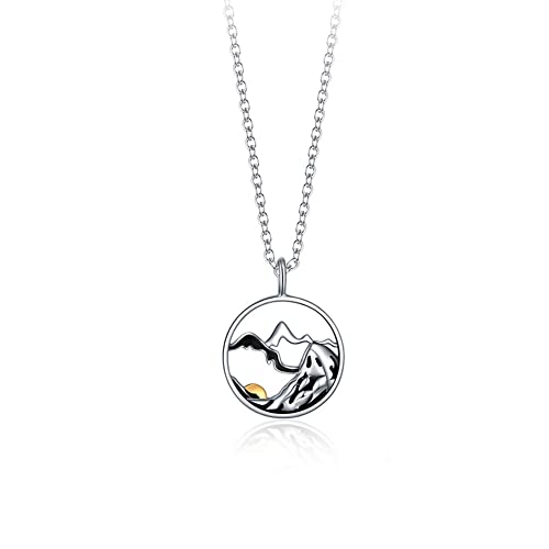 ZHANGZONG Matching Necklace Paare Anhänger Halskette fossil Kette Damen Halskette Damen Mountain and Sea Love Silber Anhänger Halsketten für Paare，Der Liebesschwur(Color:B,Size:)