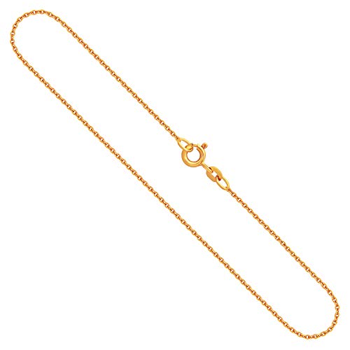 EDELIND Damen Gold Halskette 1.3 mm Ankerkette rund 585 aus Gelbgold Echt Gold Kette Goldkette Länge 40 cm mit Schmuck Geschenk Box Made in Germany