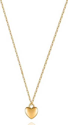 day.berlin Damen Herzkette Nova in Gold 18k vergoldet, filigrane Halskette mit Anhänger kleines Herz 7x7mm, Herzchen Kette aus 316L Edelstahl, nickelfrei und wasserfest