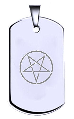 Magisches Pentagramm Sterling Silber Gravur Anhänger Name Text Armee Dog Tag