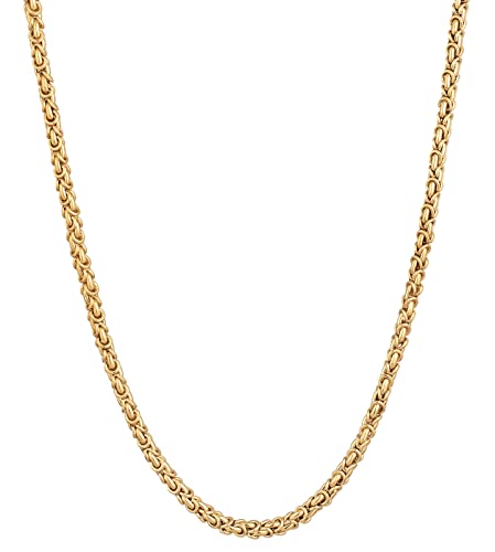 Kuzzoi Massive Königskette, Herren Halskette 925 Silber vergoldet, Goldene Silberkette (4 mm) für den Mann, Länge 60cm, mit Schmuckbox - 0102650322_60