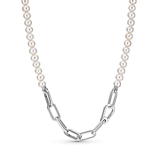 PANDORA ME Süßwasserzuchtperlen Halskette 45cm aus Sterling-Silber, Kompatibel mit Armbänder, Höhe: 8,6mm, 399658C01-45