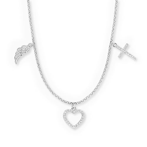 Engelsrufer Kette Glaube, Liebe und Hoffnung für Damen aus 925er Sterlingsilber - Zirkonia - Karabinerverschluss - Länge: 42+4+4cm