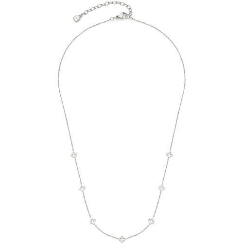 Leonardo Jewels Halskette Jewels Ciao Janna, Kette aus feiner Edelstahl Spiegel-Ankerkette mit Kleeblatt-Ornamenten, silber, 42-47 cm Länge, Schmuck Geschenk, 023898