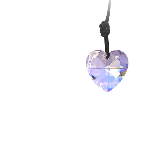 Kristallwerk, Damen Lederkette mit 28mm Swarovski Elements Herz Pendant in der Farbe Crystal Rosaline