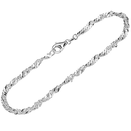 NKlaus 26cm Fußkette 925 Silber Singapurkette 2,7mm breite Silberkette Damen Fußamulett 14591