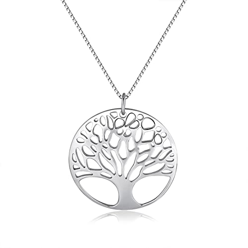 LIUJZZJ 925 Sterling Silber Personalisierte Kette Lebensbaum Halskette Stammbaum des Lebens Anhänger mit Gravur