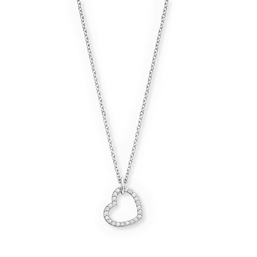 Engelsrufer Kette Herz Shiny Silber für Damen aus 925er Sterlingsilber - Zirkonia - Karabinerverschluss - Länge: 40+4 cm