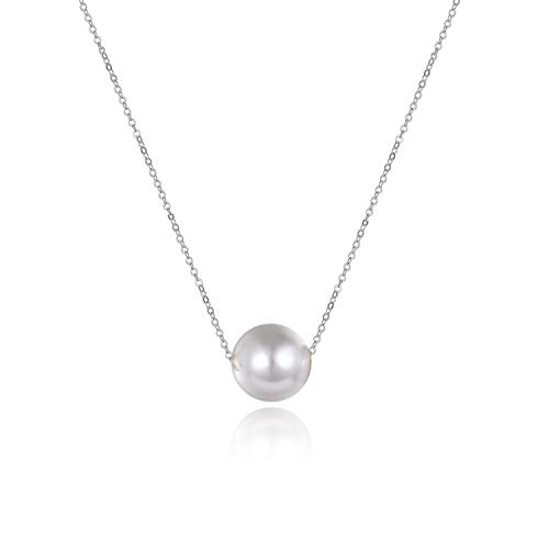 VONALA Sterling Silber Single Perle Choker Halskette für Frauen Mädchen 8mm Süßwasser Zuchtperle Perlen Halsband Ketten Hochzeit Brautjungfer Jahrestag Geschenk (18  Perle Halskette Damen)