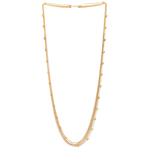 COOLSTEELANDBEYOND Gold Multi-Schichten Lange Kette Statement Anhänger mit Kristall Perlen Charme Abschlussball Abendkleid