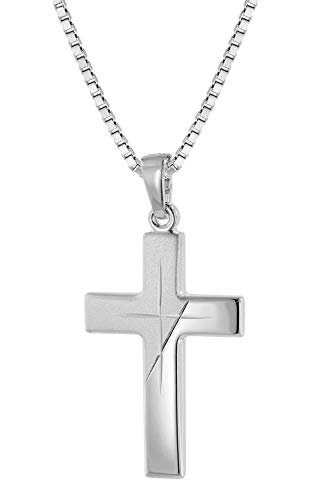 trendor Silber Herren-Halskette mit Kreuz-Anhänger Kreuz Kette Herren Silber 925, modische Geschenkidee, zeitloser Herrenschmuck 63607