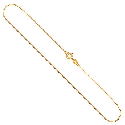 EDELIND Edle Damen Gold Halskette 0,7 mm, Venezianerkette 585 aus Gelbgold, Echt Gold Kette mit Stempel, Goldkette mit Federringverschluss, Länge 40 cm, Gewicht ca. 1,6 g, Made in Germany