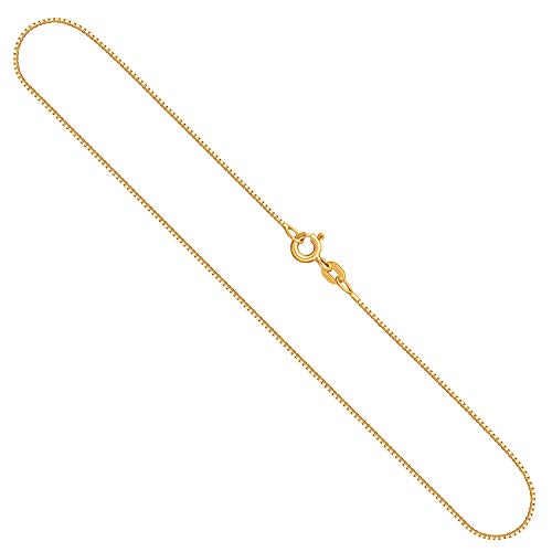 EDELIND Sehr feine Venezianerkette Gold 0,7 mm | 14 Karat | Länge 40 cm | Goldkette Damen Kinder 585 Echtgold | Kette Herren aus Gelbgold ohne Anhänger | Halskette Mädchen Gold Schmuck Geschenk Box