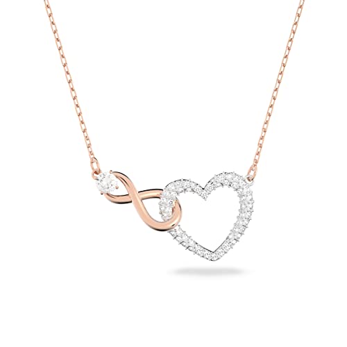 Swarovski Infinity Halskette, Unendlichzeichen und Herz, Weiss, Metallmix