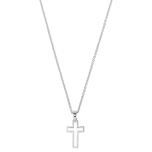 s.Oliver Halskette 925 Sterling Silber Herren Halsschmuck, 55+5 cm, Silber, Kreuz, Kommt in Schmuck Geschenk Box, 2034242