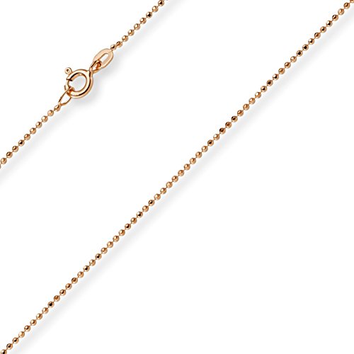 1mm Kugelkette diamantiert Kette Goldkette Halskette aus 585 Gold Rotgold, 42cm