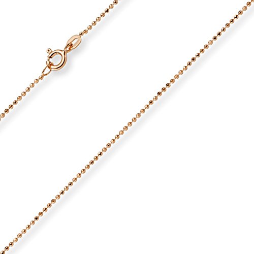 1mm Kugelkette diamantiert Kette Goldkette Halskette aus 750 Gold Rotgold, 45cm