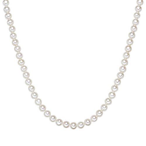 Valero Pearls Damen-Kette Hochwertige Süßwasser-Zuchtperlen in ca. 7 mm Oval weiß 925 Sterling Silber - Perlenkette Halskette mit echten Perlen