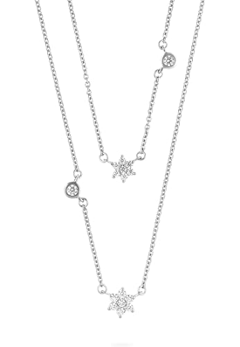 JETTE Damen-Kette 925er Silber 16 Zirkonia One Size, Silber 32021996