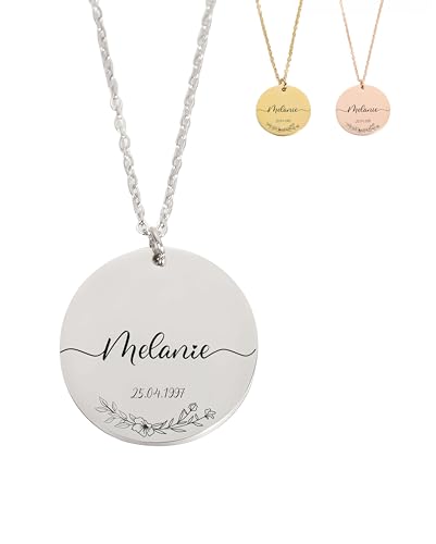 XELLENZ Personalisierte Kette mit Namen, Individuelle Kette Mit Gravur als Taufgeschenke für Mädchen, Personalisierte Geschenke für Frauen, Geschenk mama geburtstagsgeschenk für freundin