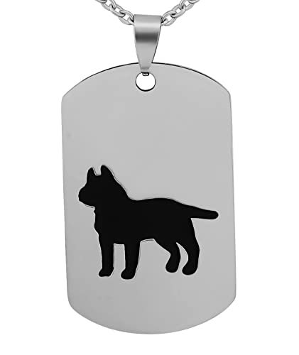 Hanessa Personalisierte Kette mit Gravur Edelstahl 50 cm mit Anhänger Dog Tag mit Katze in silber schwarz - Personalisierte Geschenke für Tierbesitzer Damen Herren - Halskette Kettenanhänger Katzen