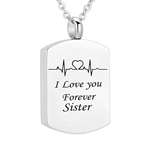 Daesar Asche Halskette Edelstahl, Silber Kette Damen mit Anhänger Dog Tag Gravur I Love You Forever Sister