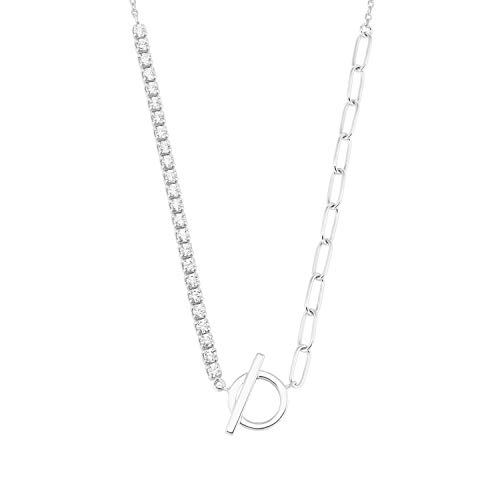 s.Oliver Y-Collier 925 Sterling Silber Damen Halsschmuck, mit Zirkonia synth., 42+3 cm, Silber, Kommt in Schmuck Geschenk Box, 2028510