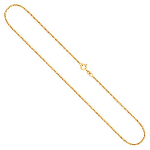 EDELIND Edle Damen Gold Halskette 1.5 mm, Erbskette 585 aus Gelbgold, Echt Gold Kette mit Stempel, Goldkette mit Federringverschluss, Länge 65 cm, Gewicht ca. 5.6 g, Made in Germany