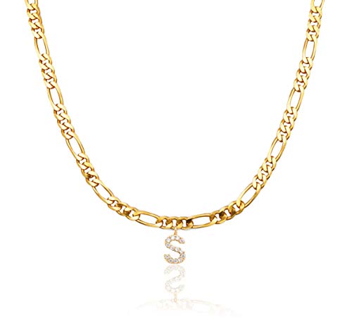 Figaro Namenskette Buchstabenkette Alphabet A-Z I Kette Armband Ring mit Namen I Damen Halskette 316L Edelstahl Gold Silber I Hochwertiger personalisierter Schmuck schlichtem Design I Geschenkidee