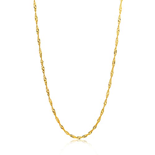 Miore Kette Damen Singapur Halskette Gelbgold 14 Karat / 585 Gold, Länge 45 cm Schmuck