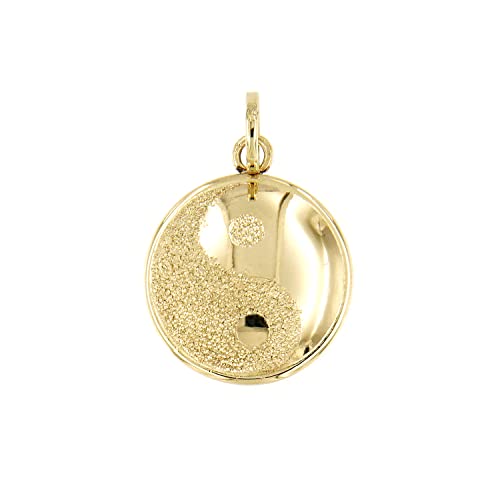 Lucchetta - Klein Yin-Yang-Anhänger aus echtem 14k Gold, Symbol für Harmonie | Goldanhänger Damen Mädchen 585 Echtgold | für Kette (bis zu 4 mm) | hergestellt in Italien