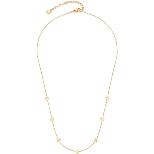 Leonardo Jewels Halskette Ciao Janna, Kette aus feiner Edelstahl Spiegel-Ankerkette mit Kleeblatt-Ornamenten, gold, 42-47 cm, Schmuck Geschenk, 023940